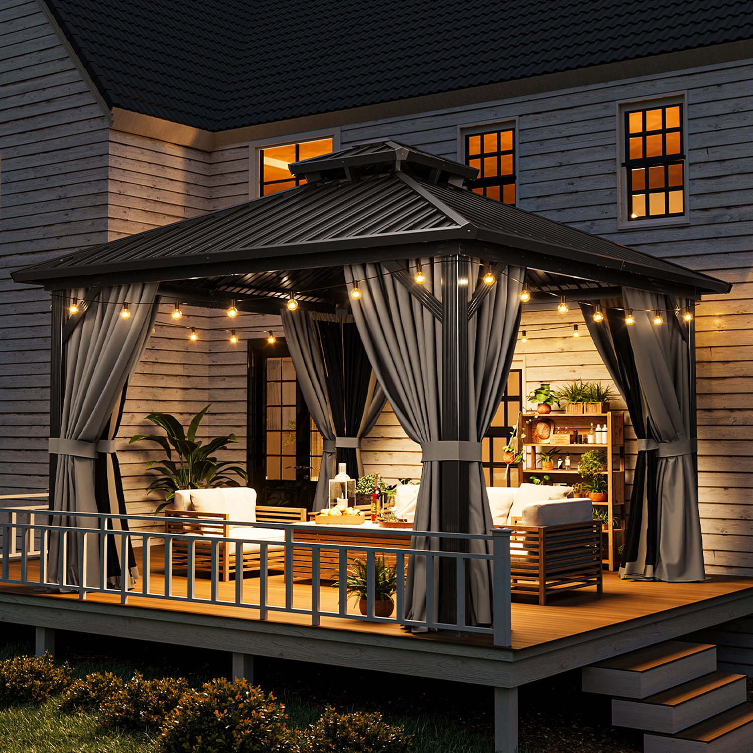 JolyDale 12 Ft. W X 12 Ft. D Patio Gazebo With Double Roof